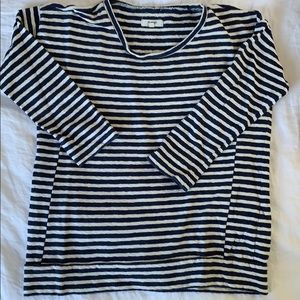 Madewell navy striped 3/4 sleeve tee